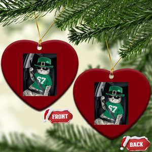 67 Cat St Patricks Day Ceramic Ornament Funny Cat Driver Leprechaun Meme TS14 Print Your Wear