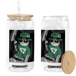 67 Cat St Patricks Day Glass Can Funny Cat Driver Leprechaun Meme TS14 Print Your Wear