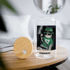 67 Cat St Patricks Day Glass Can Funny Cat Driver Leprechaun Meme TS14 Print Your Wear