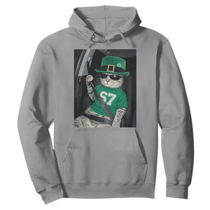 67 Cat St Patricks Day Hoodie Funny Cat Driver Leprechaun Meme TS14 Sport Gray Print Your Wear