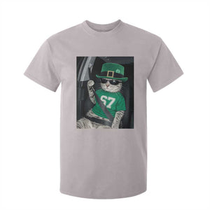 67 Cat St Patricks Day T Shirt For Kid Funny Cat Driver Leprechaun Meme TS14 Ice Gray Print Your Wear