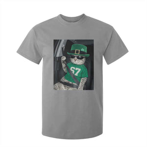 67 Cat St Patricks Day T Shirt For Kid Funny Cat Driver Leprechaun Meme TS14 Sport Gray Print Your Wear