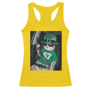 67 Cat St Patricks Day Racerback Tank Top Funny Cat Driver Leprechaun Meme TS14 Daisy Print Your Wear