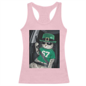 67 Cat St Patricks Day Racerback Tank Top Funny Cat Driver Leprechaun Meme TS14 Light Pink Print Your Wear