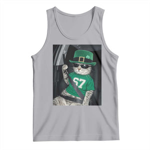 67 Cat St Patricks Day Tank Top Funny Cat Driver Leprechaun Meme TS14 Athletic Heather Print Your Wear