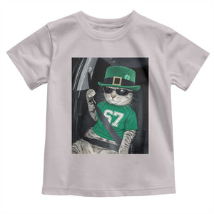 67 Cat St Patricks Day Toddler T Shirt Funny Cat Driver Leprechaun Meme TS14 Ice Gray Print Your Wear