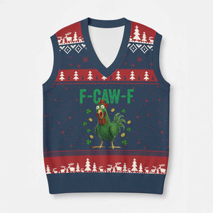 Funny St Patrick Day V-Neck Knit Sweater Vest F-Caw-F Lucky Chicken Meme TS14 Navy Red Print Your Wear