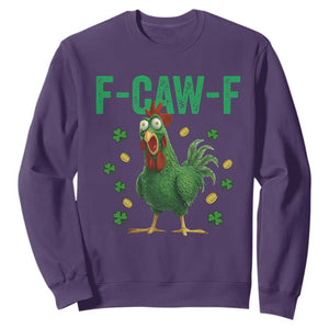 Funny St Patrick Day Sweatshirt F-Caw-F Lucky Chicken Meme TS14 Purple Print Your Wear