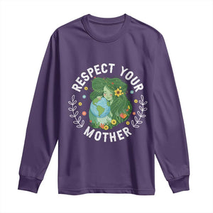 Respect Your Mother Long Sleeve Shirt Earth Mother Women Girl TS14 Purple Print Your Wear