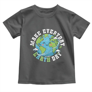 Funny Make Earth Day Every Day Toddler T Shirt Cute Environmental Awareness Earth Day TS14 Dark Heather Print Your Wear