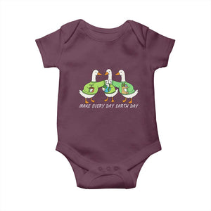 Funny Earth Day Baby Onesie Silly Goose Make Earth Day Every Day TS14 Maroon Print Your Wear
