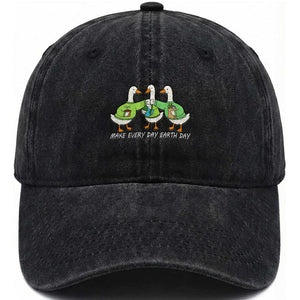 Funny Earth Day Washed Cotton Baseball Cap Silly Goose Make Earth Day Every Day TS14 Print Your Wear