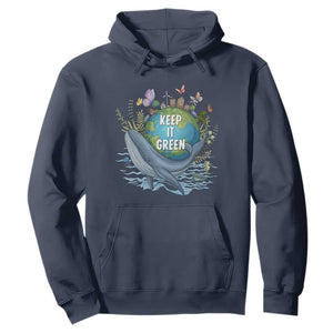 Keep It Green Earth Day Hoodie Eco-Friendly Nature Environmental Awareness TS14 Navy Print Your Wear