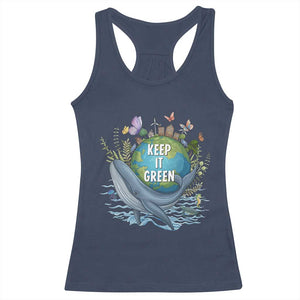 Keep It Green Earth Day Racerback Tank Top Eco-Friendly Nature Environmental Awareness TS14 Navy Print Your Wear