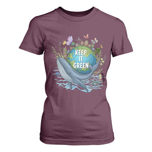 Keep It Green Earth Day T Shirt For Women Eco-Friendly Nature Environmental Awareness TS14 Maroon Print Your Wear