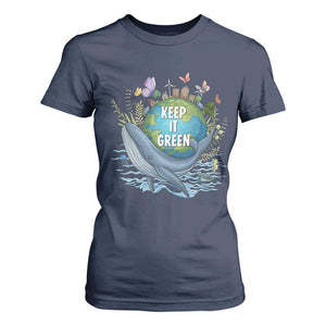 Keep It Green Earth Day T Shirt For Women Eco-Friendly Nature Environmental Awareness TS14 Navy Print Your Wear