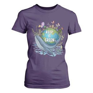 Keep It Green Earth Day T Shirt For Women Eco-Friendly Nature Environmental Awareness TS14 Purple Print Your Wear