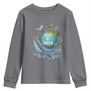 Keep It Green Earth Day Youth Sweatshirt Eco-Friendly Nature Environmental Awareness TS14 Charcoal Print Your Wear