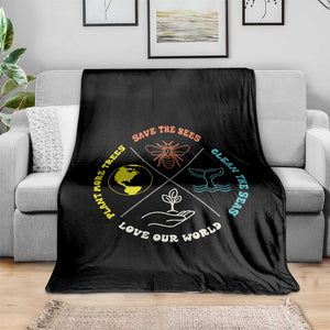 Earth Day Awareness Throw Blanket Save The Bees Plant More Trees Clean The Seas Titties TS14 Print Your Wear