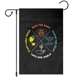 Earth Day Awareness Garden Flag Save The Bees Plant More Trees Clean The Seas Titties TS14 Black Print Your Wear