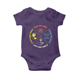 Earth Day Awareness Baby Onesie Save The Bees Plant More Trees Clean The Seas Titties TS14 Purple Print Your Wear
