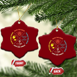 Earth Day Awareness Ceramic Ornament Save The Bees Plant More Trees Clean The Seas Titties TS14 Print Your Wear