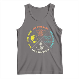Earth Day Awareness Tank Top Save The Bees Plant More Trees Clean The Seas Titties TS14 Deep Heather Print Your Wear