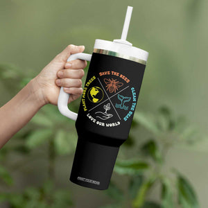 Earth Day Awareness Tumbler With Handle Save The Bees Plant More Trees Clean The Seas Titties TS14 Print Your Wear