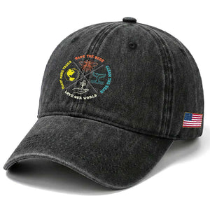 Earth Day Awareness Washed Cotton Baseball Cap Save The Bees Plant More Trees Clean The Seas Titties TS14 Print Your Wear