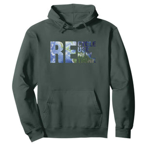 Earth Day Hoodie Recycle Reuse Renew Rethink TS14 Dark Forest Green Print Your Wear