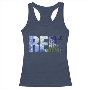Earth Day Racerback Tank Top Recycle Reuse Renew Rethink TS14 Navy Print Your Wear
