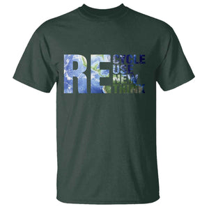 Earth Day T Shirt Recycle Reuse Renew Rethink TS14 Dark Forest Green Print Your Wear