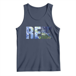 Earth Day Tank Top Recycle Reuse Renew Rethink TS14 Navy Print Your Wear