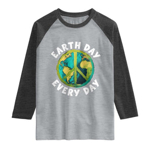 Earth Day Everyday Raglan Shirt Peace Sign Nature Lover TS14 Heather Gray Heather Charcoal Print Your Wear
