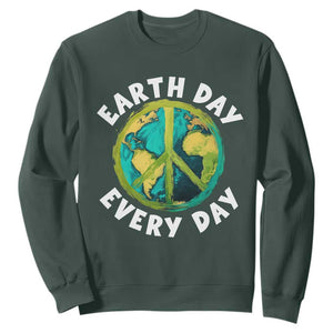 Earth Day Everyday Sweatshirt Peace Sign Nature Lover TS14 Dark Forest Green Print Your Wear