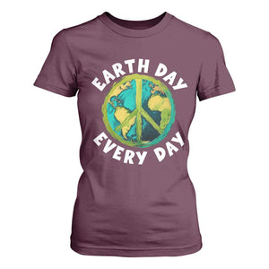 Earth Day Everyday T Shirt For Women Peace Sign Nature Lover TS14 Maroon Print Your Wear