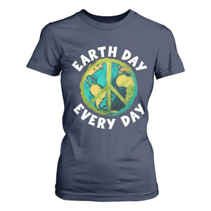 Earth Day Everyday T Shirt For Women Peace Sign Nature Lover TS14 Navy Print Your Wear