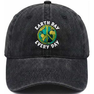 Earth Day Everyday Washed Cotton Baseball Cap Peace Sign Nature Lover TS14 Print Your Wear