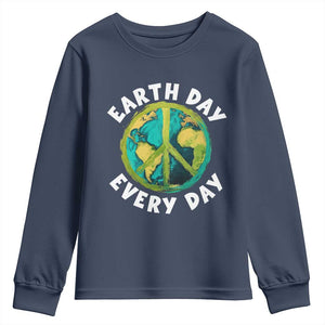 Earth Day Everyday Youth Sweatshirt Peace Sign Nature Lover TS14 Navy Print Your Wear