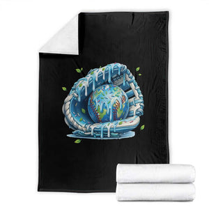 Earth Day Throw Blanket Funny Baseball Ice Cream Drip Glove Eco Friendly TS14 Black Print Your Wear