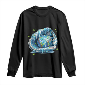 Earth Day Long Sleeve Shirt Funny Baseball Ice Cream Drip Glove Eco Friendly TS14 Black Print Your Wear