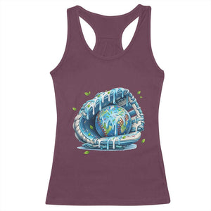 Earth Day Racerback Tank Top Funny Baseball Ice Cream Drip Glove Eco Friendly TS14 Maroon Print Your Wear