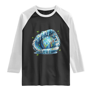 Earth Day Raglan Shirt Funny Baseball Ice Cream Drip Glove Eco Friendly TS14 Black White Print Your Wear