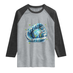 Earth Day Raglan Shirt Funny Baseball Ice Cream Drip Glove Eco Friendly TS14 Heather Gray Heather Charcoal Print Your Wear