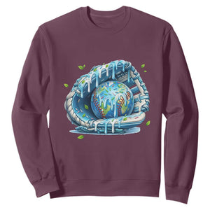 Earth Day Sweatshirt Funny Baseball Ice Cream Drip Glove Eco Friendly TS14 Maroon Print Your Wear