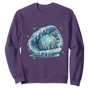 Earth Day Sweatshirt Funny Baseball Ice Cream Drip Glove Eco Friendly TS14 Purple Print Your Wear