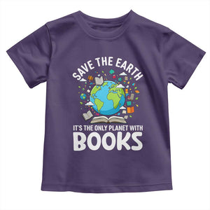Save the Earth Toddler T Shirt It's the Only Planet with Books TS14 Purple Print Your Wear