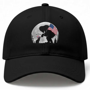 Bigfoot Boop Cat Moon Baseball Cap Funny Sasquatch Meme 4th of July TS14 Print Your Wear