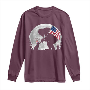 Bigfoot Boop Cat Moon Long Sleeve Shirt Funny Sasquatch Meme 4th of July TS14 Maroon Print Your Wear