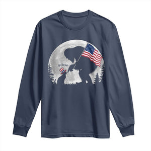 Bigfoot Boop Cat Moon Long Sleeve Shirt Funny Sasquatch Meme 4th of July TS14 Navy Print Your Wear